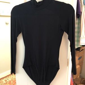 Black High Neck Open Back Bodysuit